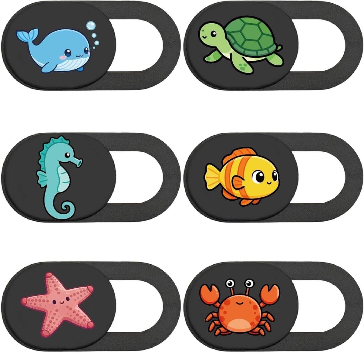Lensdoppen Set - Webcam Covers - Privacy Beschermen - Schattige Zeedieren Designs - 6 Stuks - Multicolor