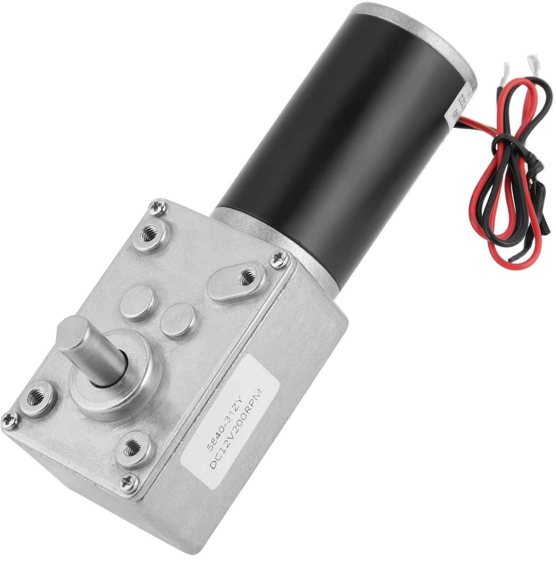aladdien - Worm Motorreductor - 21W 12V 2A - Hoge Kracht - 200RPM - Zelfvergrendeling - Geschikt voor DC-toepassingen - Compact model