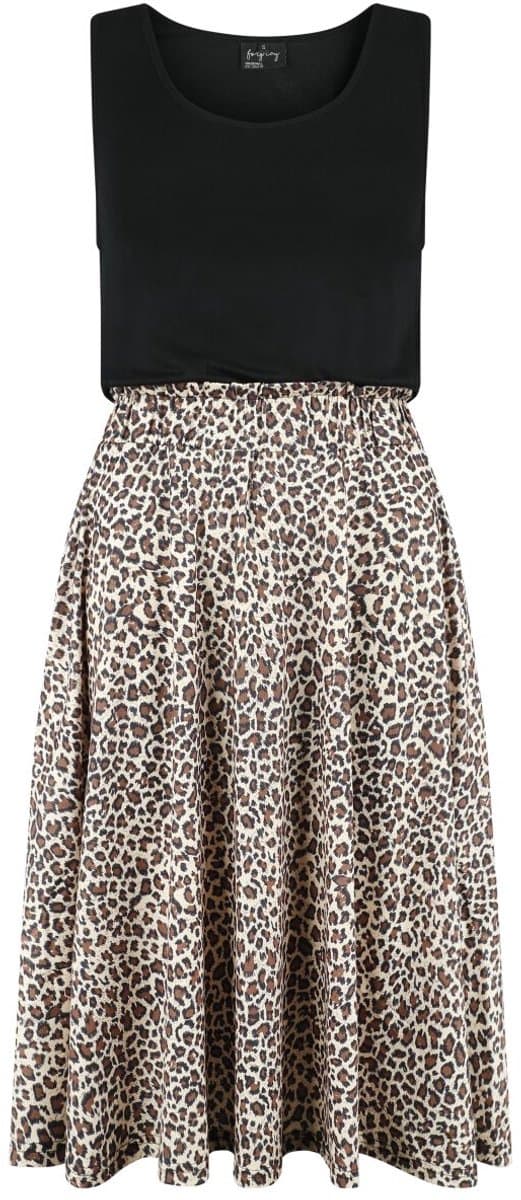 Forplay May Dames Midi-jurk - zwart/bruin - XL