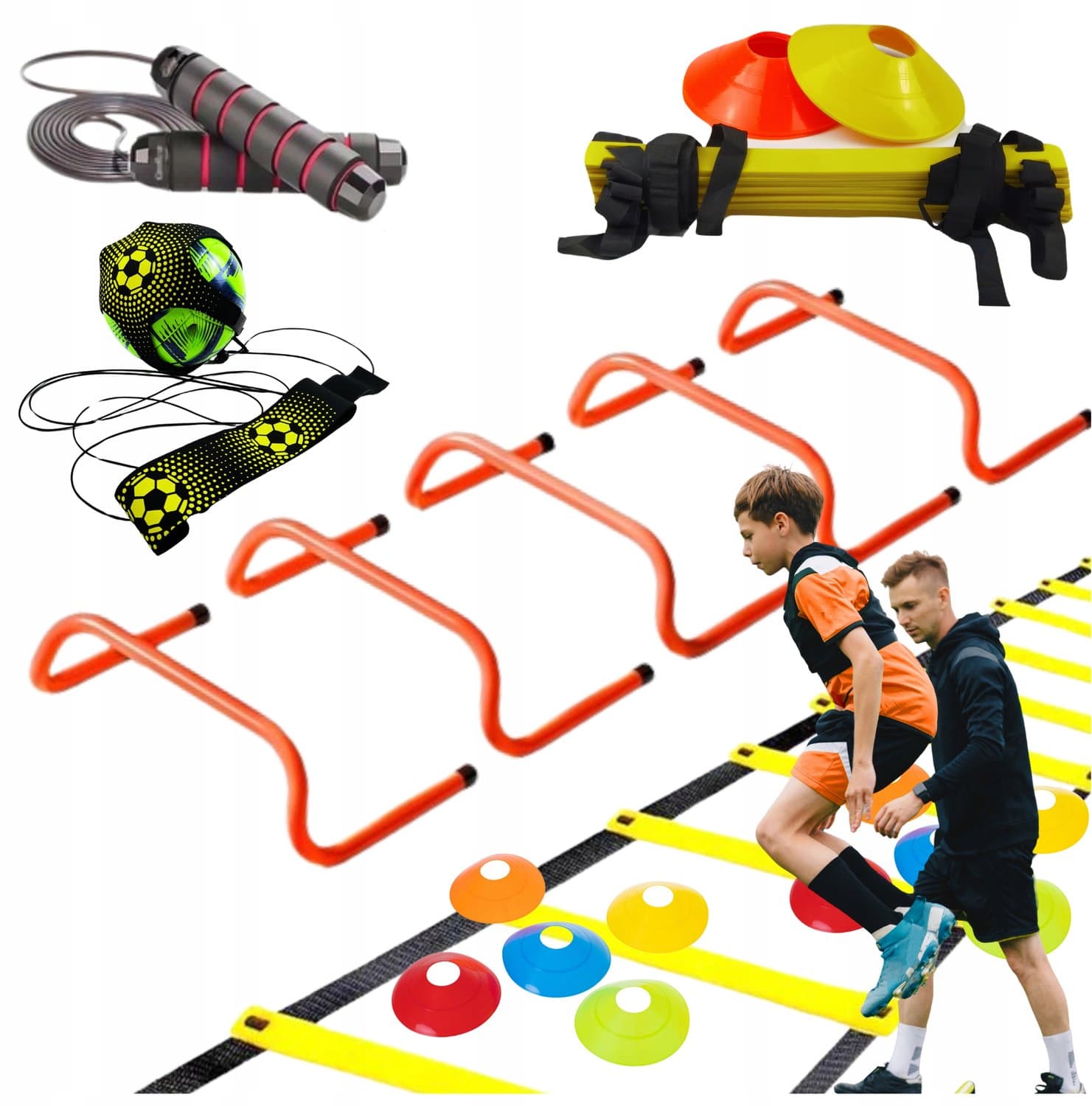 Agility Trainingsset Voetbal: Ladder, Horden, Springtouw & Trainer