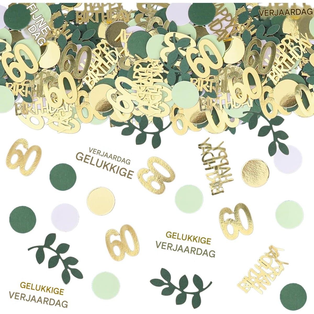 SSTRWGOOD 200 Stuks Confetti - Verjaardagsdecoratie 60 Jaar - Tafeldecoratie voor Mannen en Vrouwen - Geschikt voor 60e Verjaardag Feest - Papieren Confetti in Goud Zilver - Complete Set voor Thuis of Party Decor