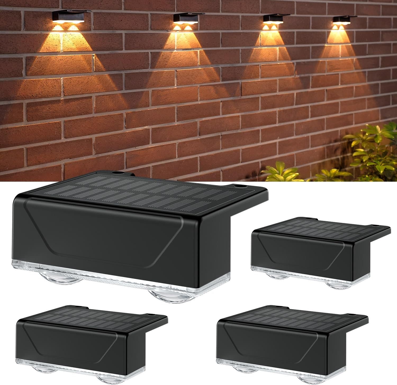 Solar Wandlampen Buiten - RGB LED Tuinverlichting - 8 Lichtstanden - IP65 Waterdicht - Voor Schutting, Terras en Balkon - Set van 4