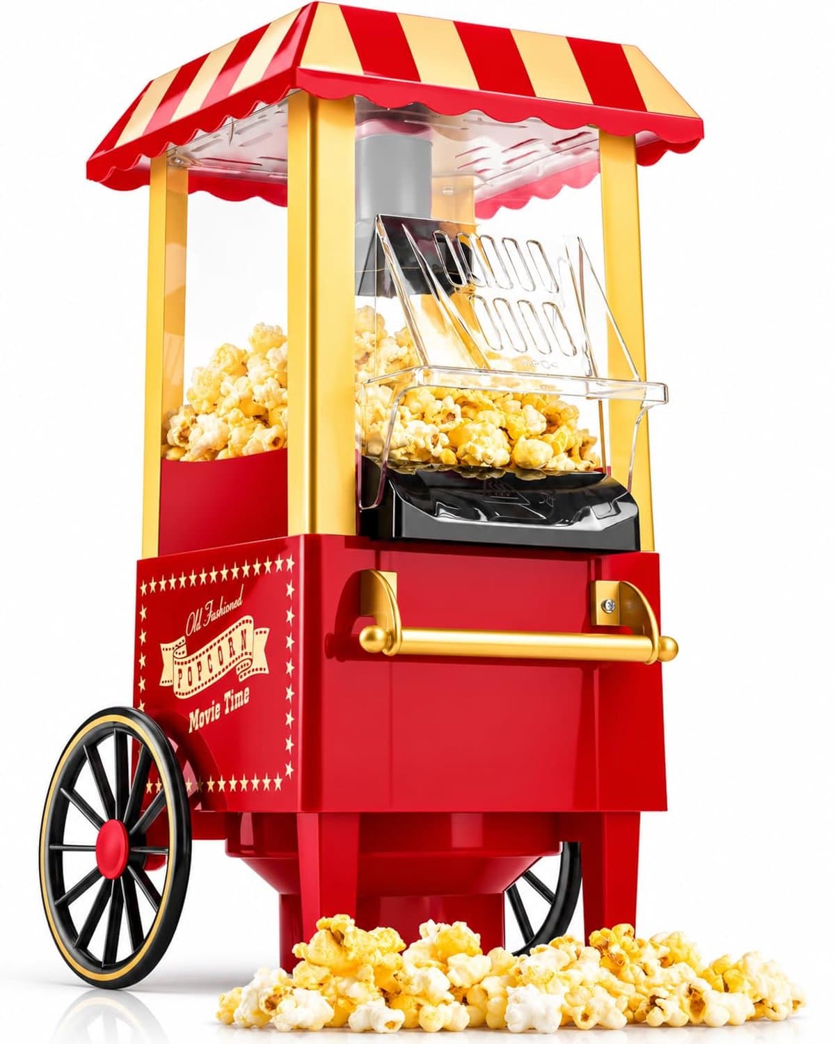 Popcornmachine - Hetelucht Popcornmaker - Zonder Olie - Retro Design - Rood