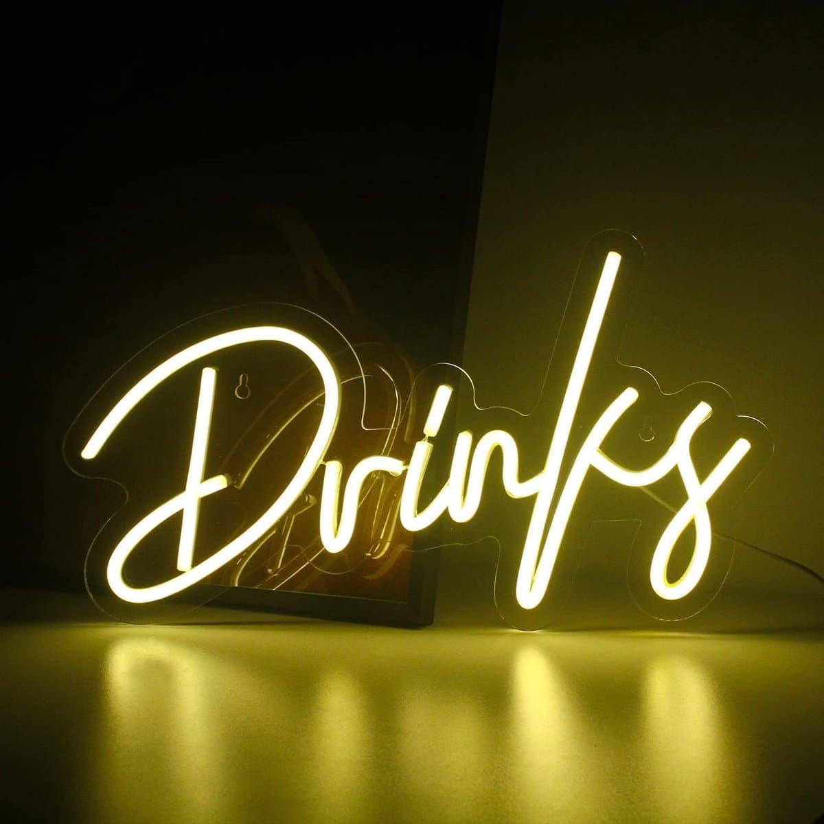 Drinks Neon Letters Warm Wit Led Neon Licht Woord Kunst Muurschildering voor Winkel Restaurant Eetkamer Bar Pub Feest Decoratie