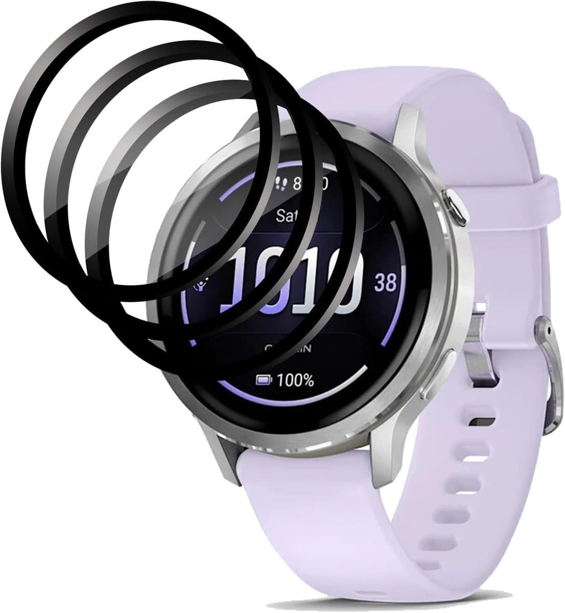 Compatibel met Garmin Venu 4, 41 mm, hoge resolutie, hoge gevoeligheid, luchtbelvrij, krasbestendig, hardheidsgraad 9H, gehard glas, 3 stuks