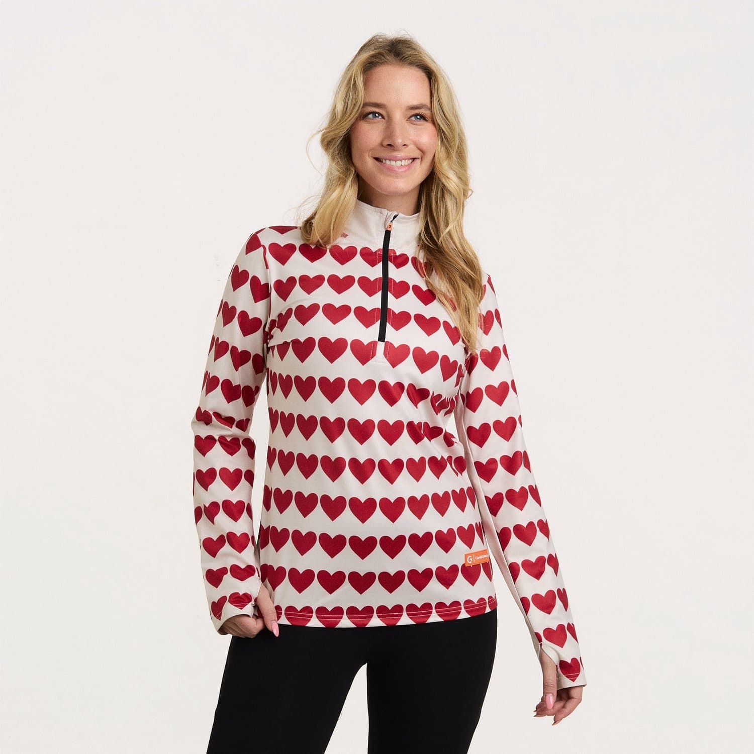 Gareth & Lucas - EVO Skipully Hearts - L - 100% Gerecycled Polyester - Midlayer Sportshirt - Wintersport