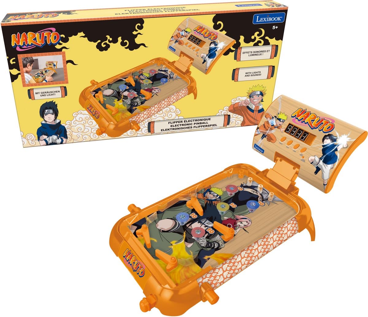 Naruto elektronische tafelflipperkast met geweldig ontwerp, geluiden, verlichting en digitale scores tot play alone of challenge uw friend