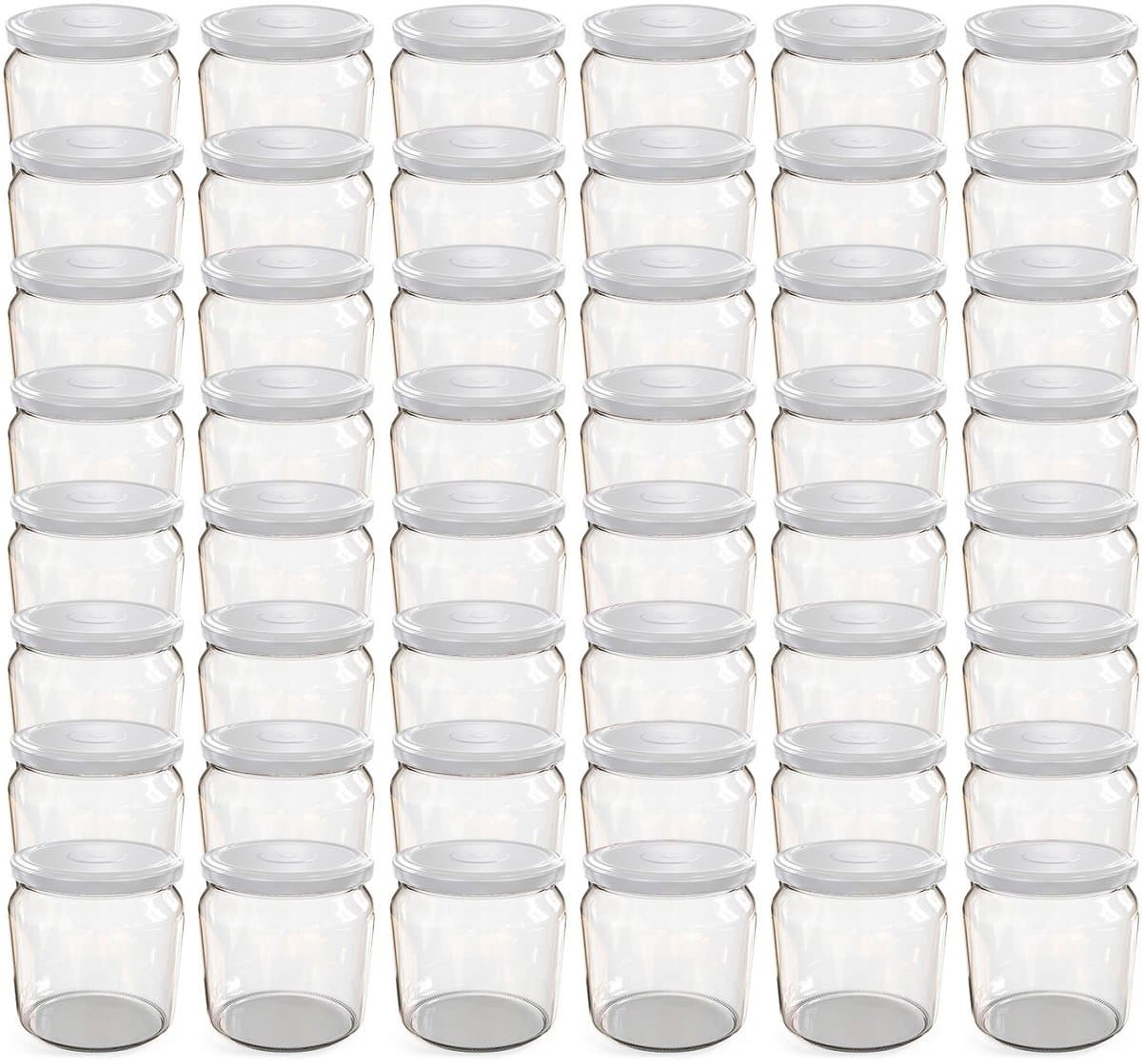 Oputec 48x 360ml inmaakpotten / voorraadpotten TO Ø 82 mm – glazen jampotten – metalen schroefdeksel wit – conservenpotten