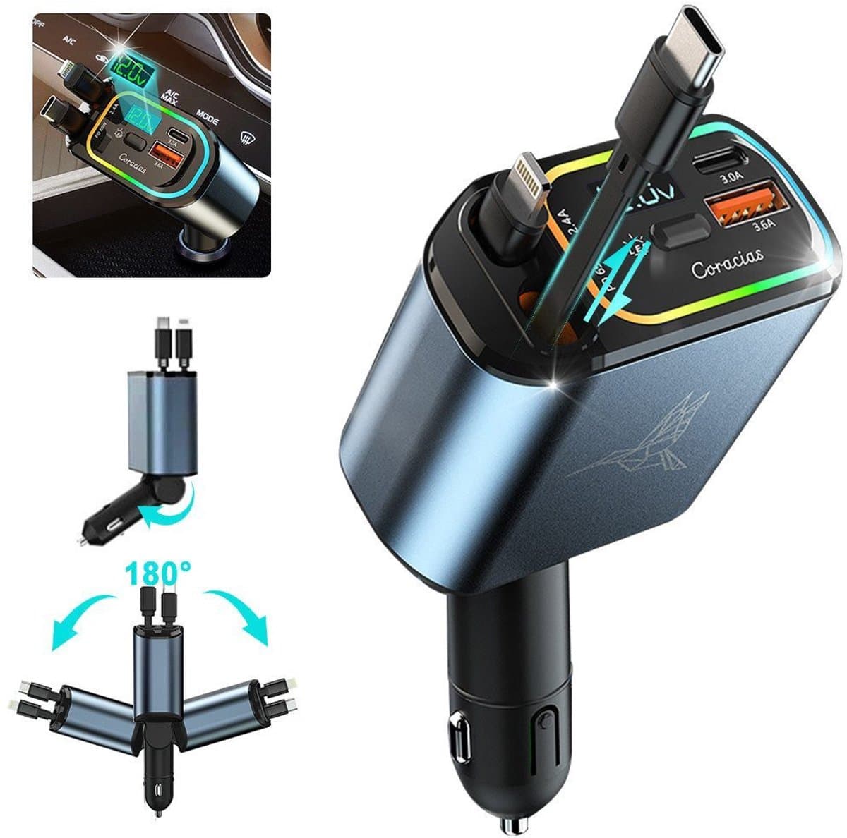 IBETTERTEC - USB C-autolader voor sigarettenaansteker, USB-lader voor telefoon snellader, USB-adapter voor sigarettenaansteker Compatibel met iPhone 16/16 Pro Max/15/14/13/12/11/AirPods/Galaxy S24/S23/S22/Google Pixel9/8/7 