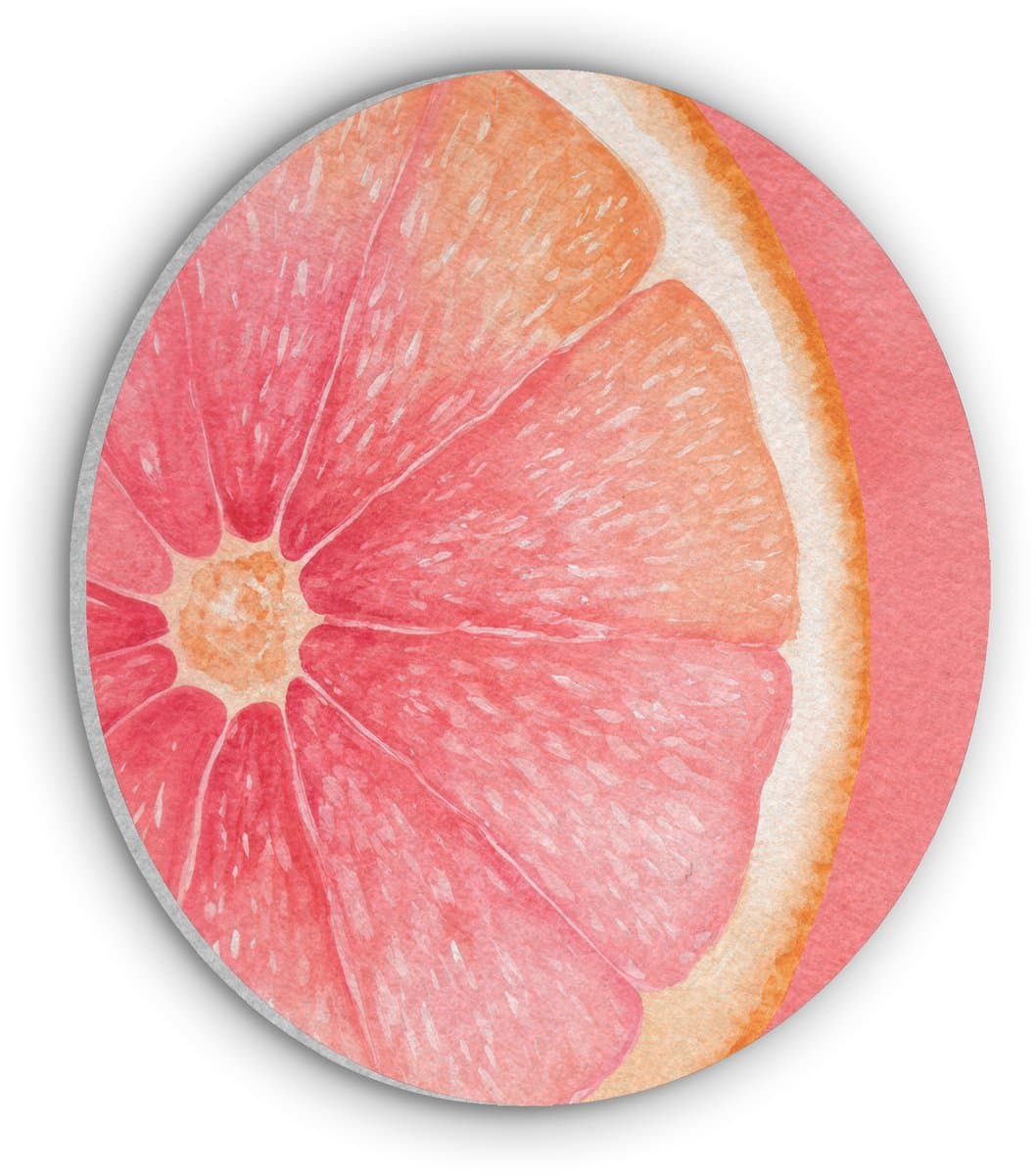 Akoestisch wandpaneel rond 30x30 cm - Vilt schilderij Grapefruit - Roze - Levendig - Ronde akoestische panelen - Geluidsdempende wanddecoratie - Geluidsisolatie wandcirkel - Muurdecoratie geluidspanelen