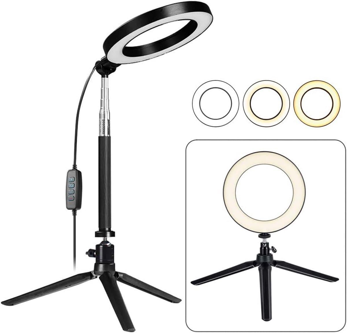 LED Ringlamp met Verstelbaar Statief voor Selfie, Video en Live Streaming