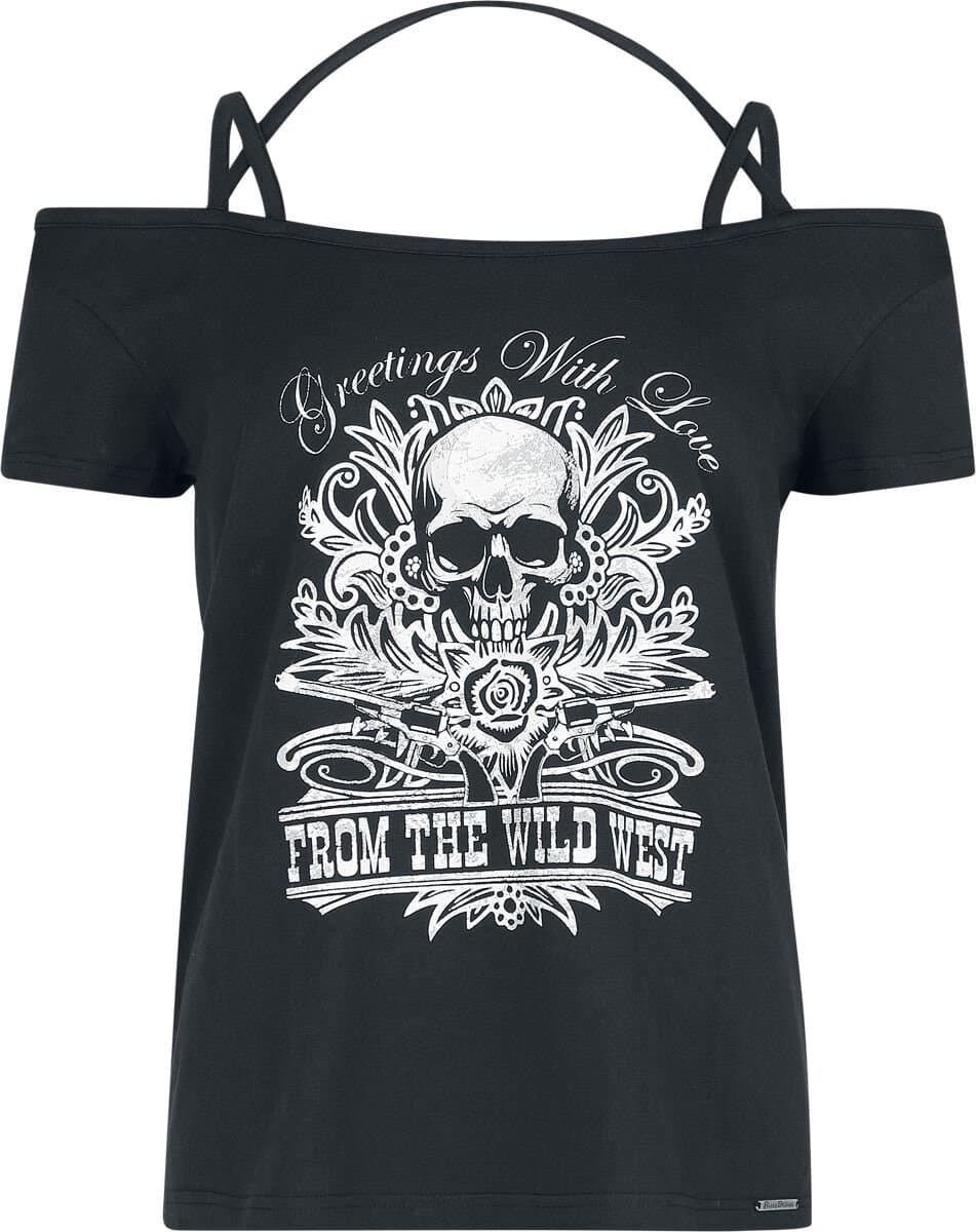 Pussy Deluxe Wild West Skull Shirt Dames T-shirt - zwart - S