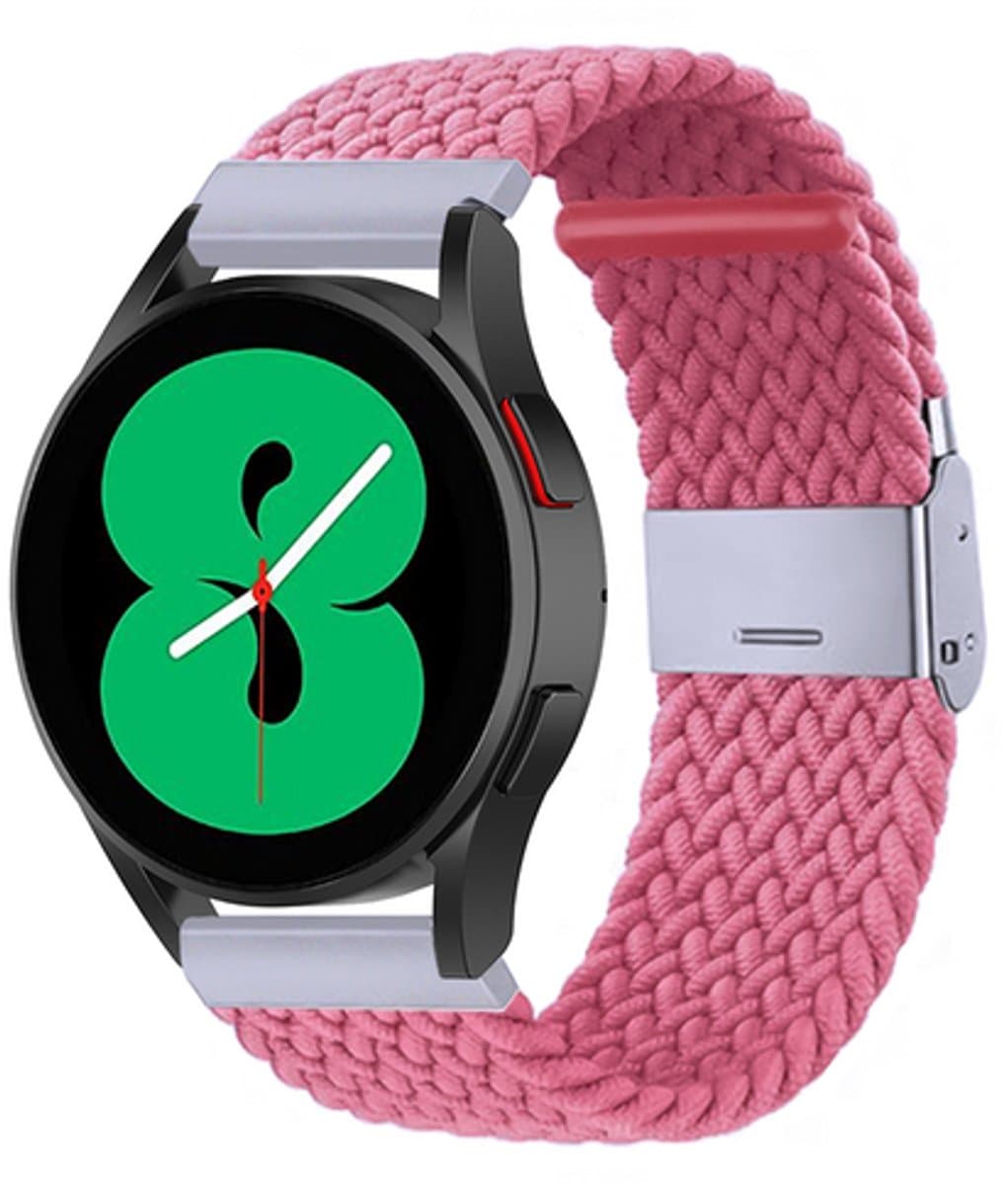 By Qubix - geschikt voor Huawei Watch 5 - 42mm - Braided nylon bandje - Roze