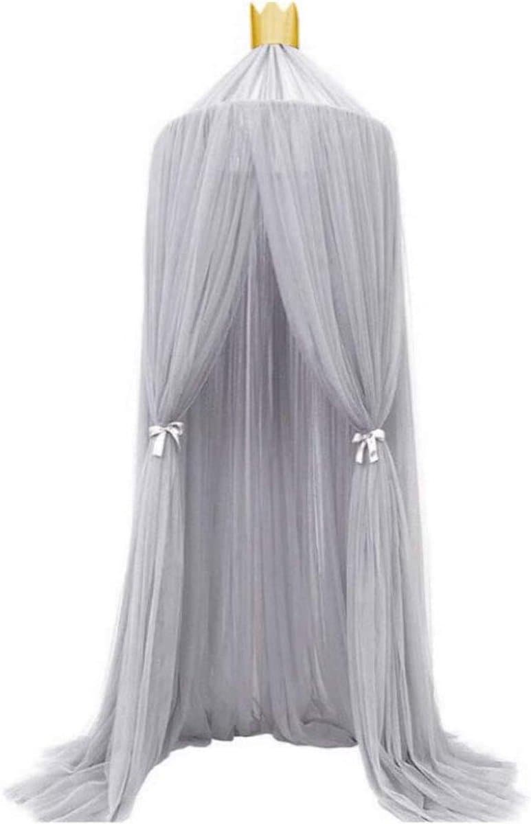 Kinderen Bed Luifel in Elegante Kleur voor de Slaapkamer - Baby Bed Netting - Reizen - Hoogteverstelbaar - Grijze Mesh