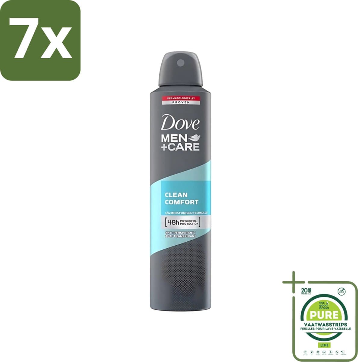 7 x Dove - Deodorant - Men Care Clean Comfort - Comfort en verzorging - 48 uur bescherming - 250 ml - Grootverpakking - Dove Deodorant - Deodorant Voor Mannen - 48 Uur Bescherming - Deodorant Met Hydraterende Crème - Deodorant Tegen Zweet