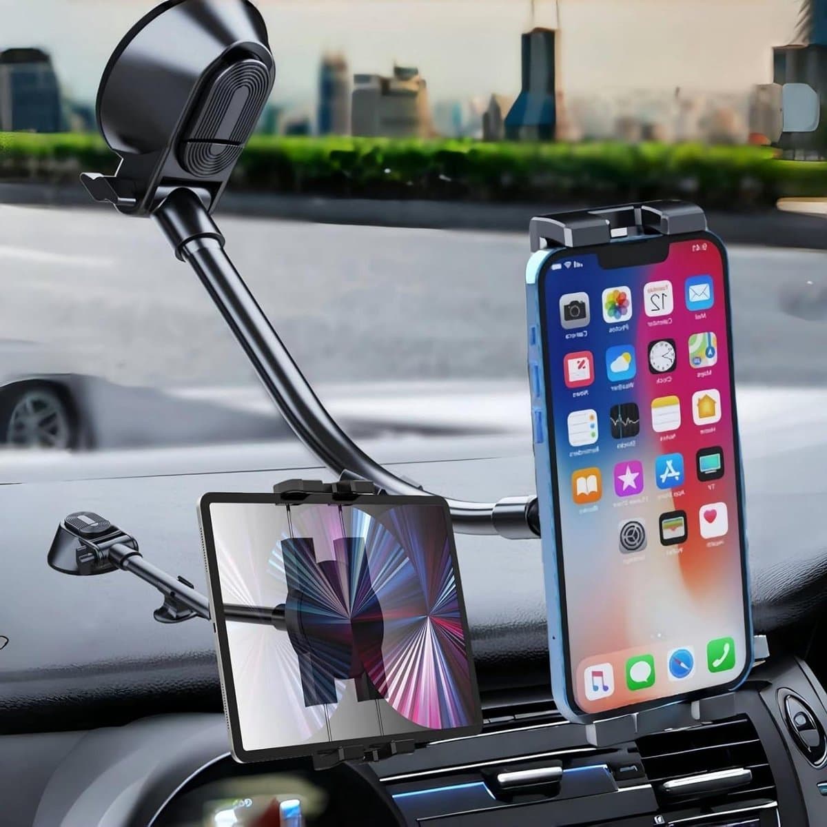 ByShane - Mobiele telefoonhouder voor auto met extreem sterke zuigkracht en 360° roterende universele houder met zuignap (zwart)