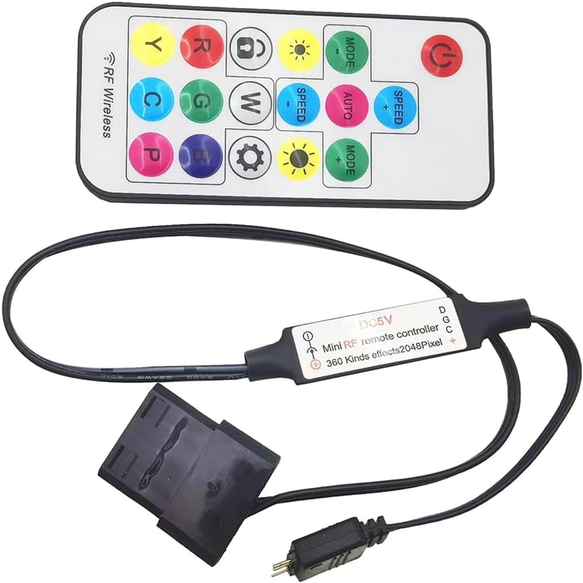 5V ARGB Controller met RF Afstandsbediening (17 Toetsen) voor Digitaal Adresbare LED Strips