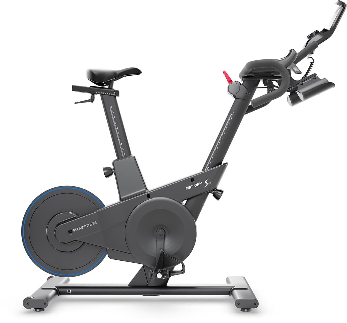 Flow Fitness Perform S2i Spin Bike - Semi-professionele Indoor Cycle - 15 kg Vliegwiel - 32 Weerstanden - TFT Display - Zwift, Kinomap & iConsole+ - SPD Pedalen