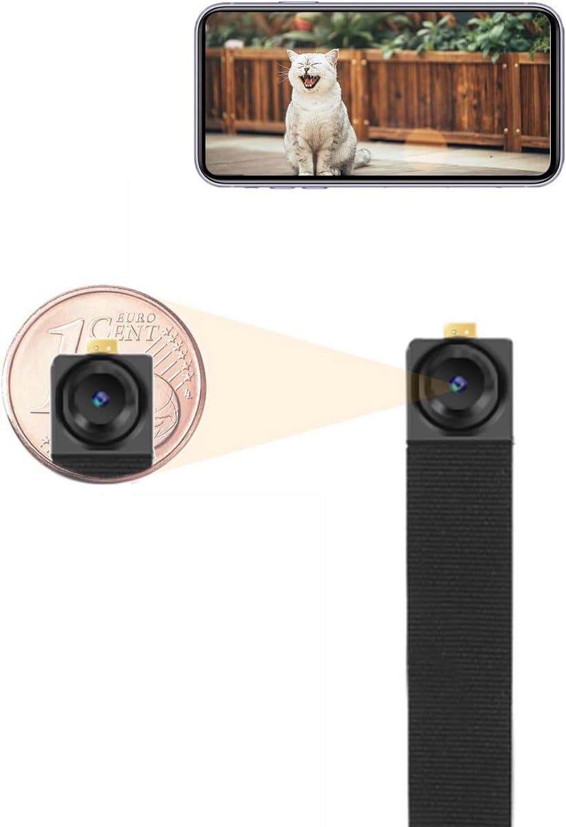 Mini Camera - Beveiligingscamera Micro - Binnen Bewaken - Compact Ontwerp - 14 x 5 x 2 cm - Zwart