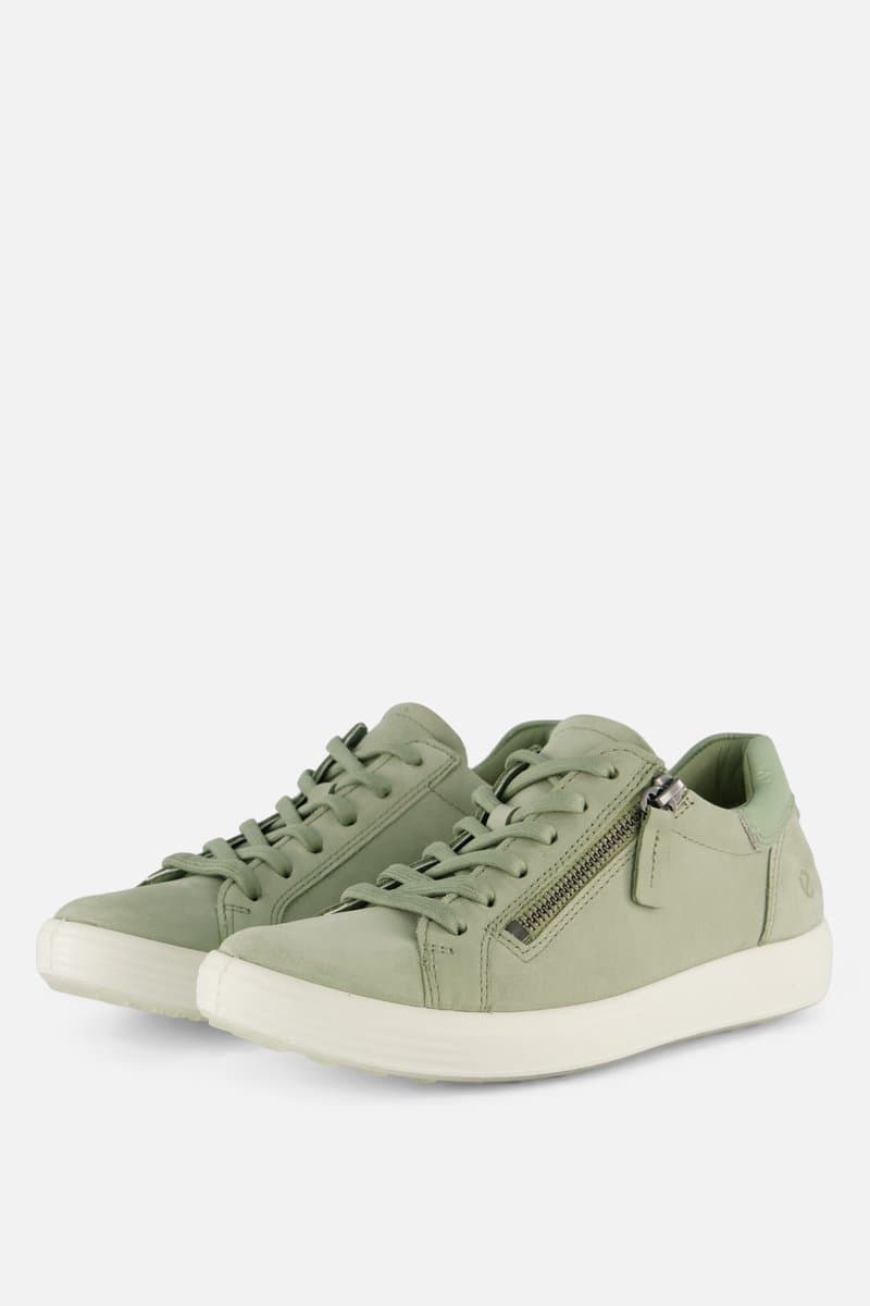 Ecco Soft 7 Side Zip Sneakers groen Nubuck