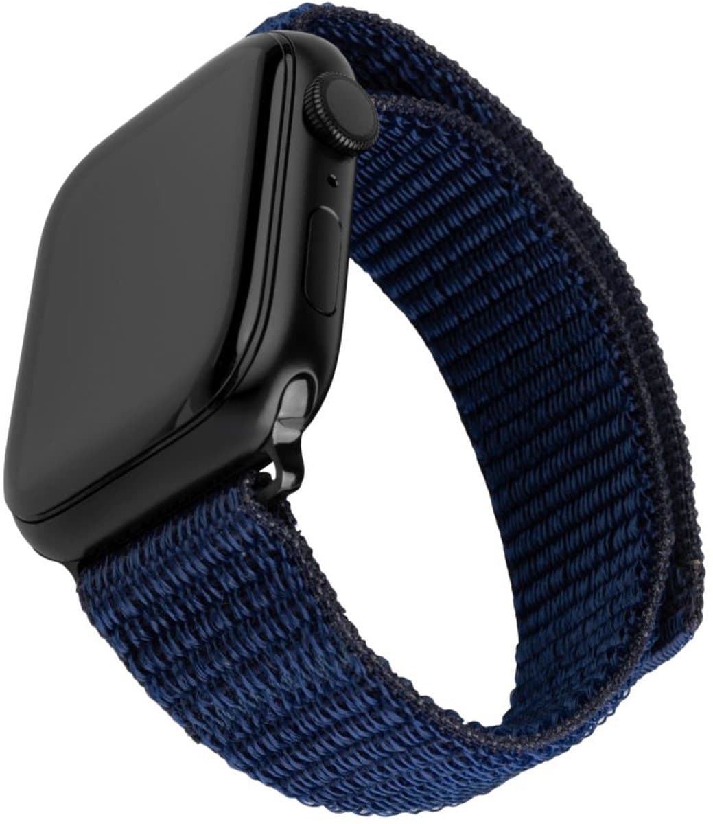 FIXED Nylon Sport Band voor Apple Watch 42/44/45/46mm – Ademend Nylon – Klittenbandsluiting – Donkerblauw