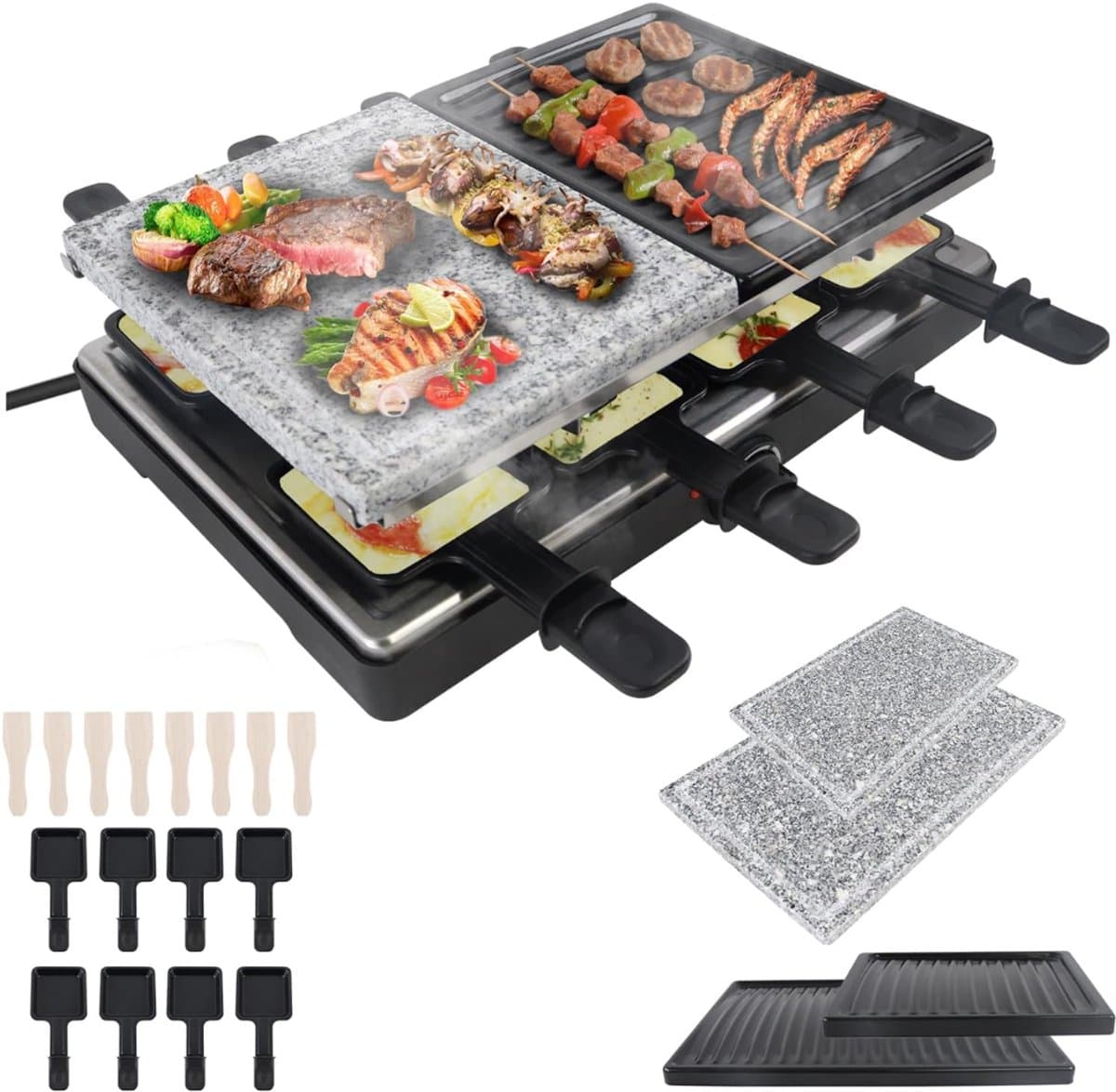 MIRA® Gourmetstel 8 personen - Gourmetstellen - Gourmet - Zwart - 38cm x 27cm x 12cm