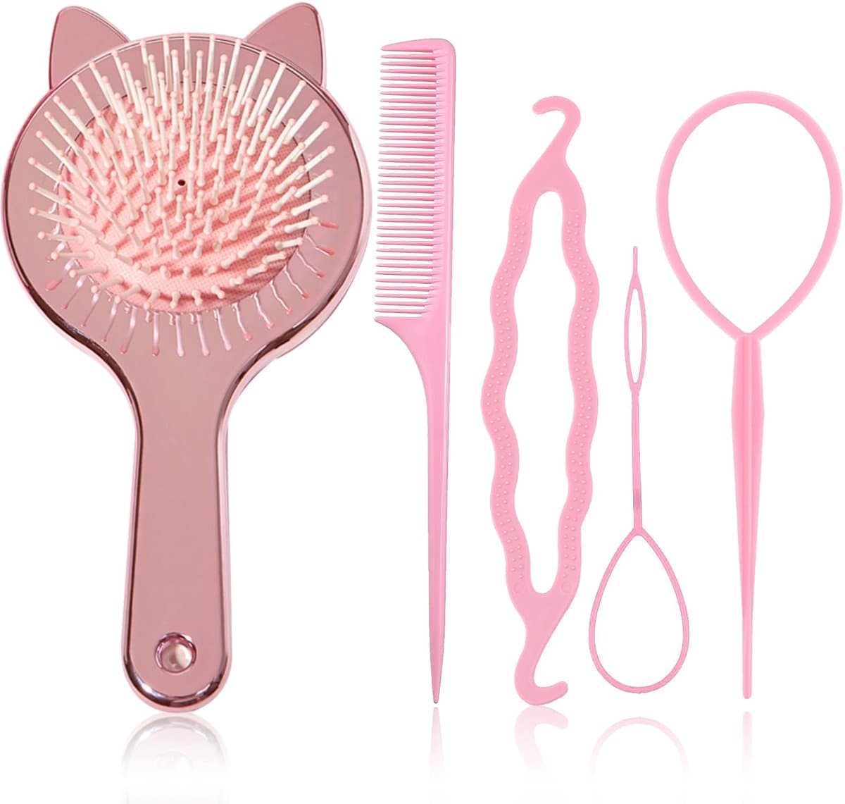 Haarborstel voor Kinderen - Schattig Kattenoortjes Design - Inclusief Topsy Tail Haargereedschap