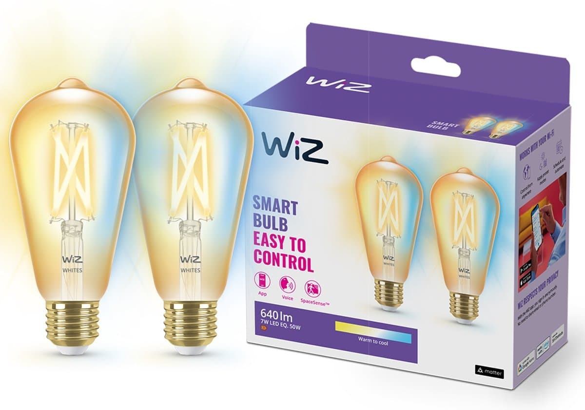 WiZ Edison Filament lamp 2-pack - Warm tot Koelwit Licht - E27