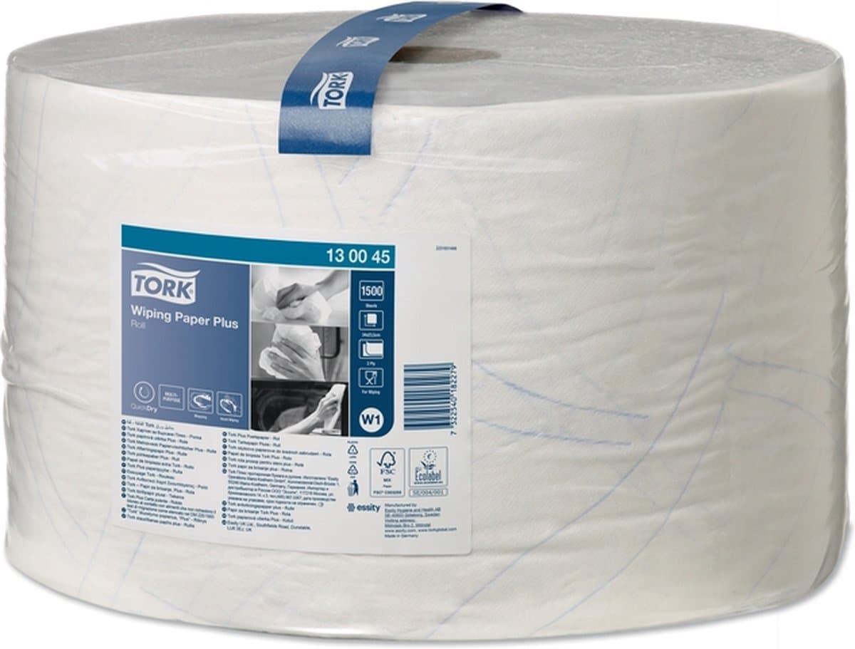 Tork Advanced Wiper W1 papier 2-laags wit 24cm x 510 meter - Pak 1 rol