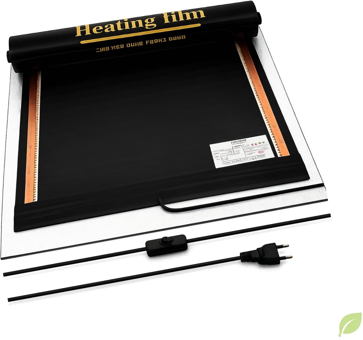 Durensa® karpetverwarming - aan/uit schakelaar - met isolatie -100*100 cm - 220 Watt