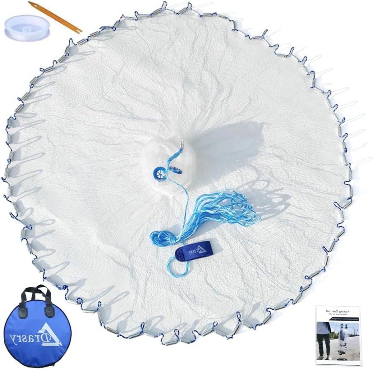 Visnet Werpnet - Bait Net - Zelfaas Vangen - Handgemaakt Monofilament - 3/8" Mesh - Wit