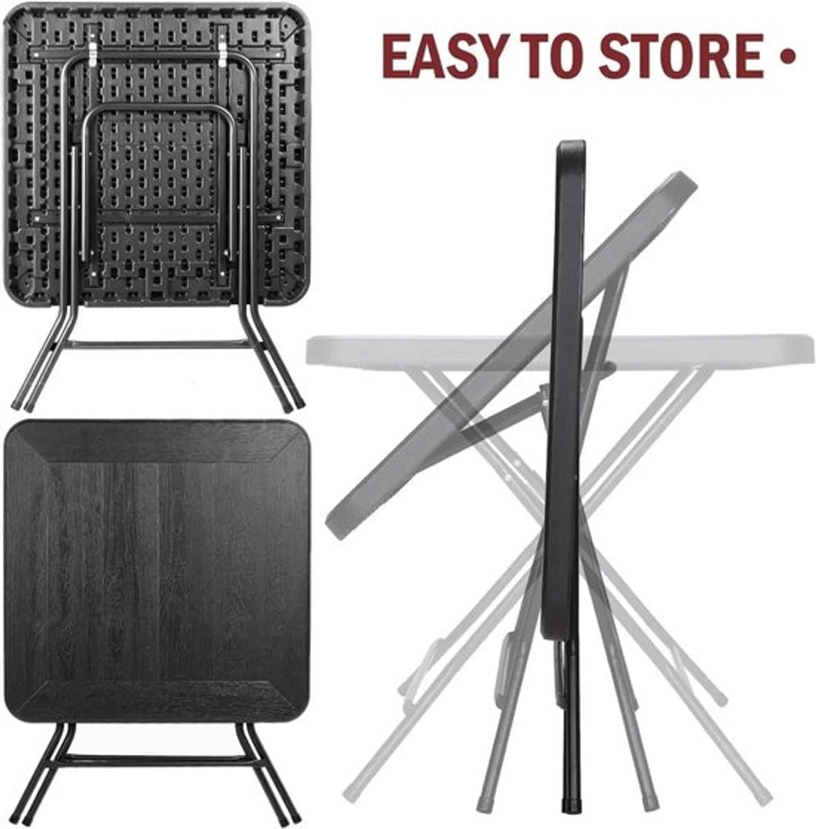 Tuintafel - Tafel - Balkontafel - Picknicktafel - 80×80×74 cm - Waterdichte - Opvouwbare - Stalen Frame en Verstevigd HDPE Blad