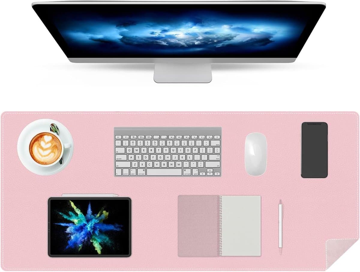 Multifunctionele Bureau Mat, Waterdichte Muismat met Antislip Suède, Ideaal voor Laptop en Kantoor (80 x 40 cm, Roze)
