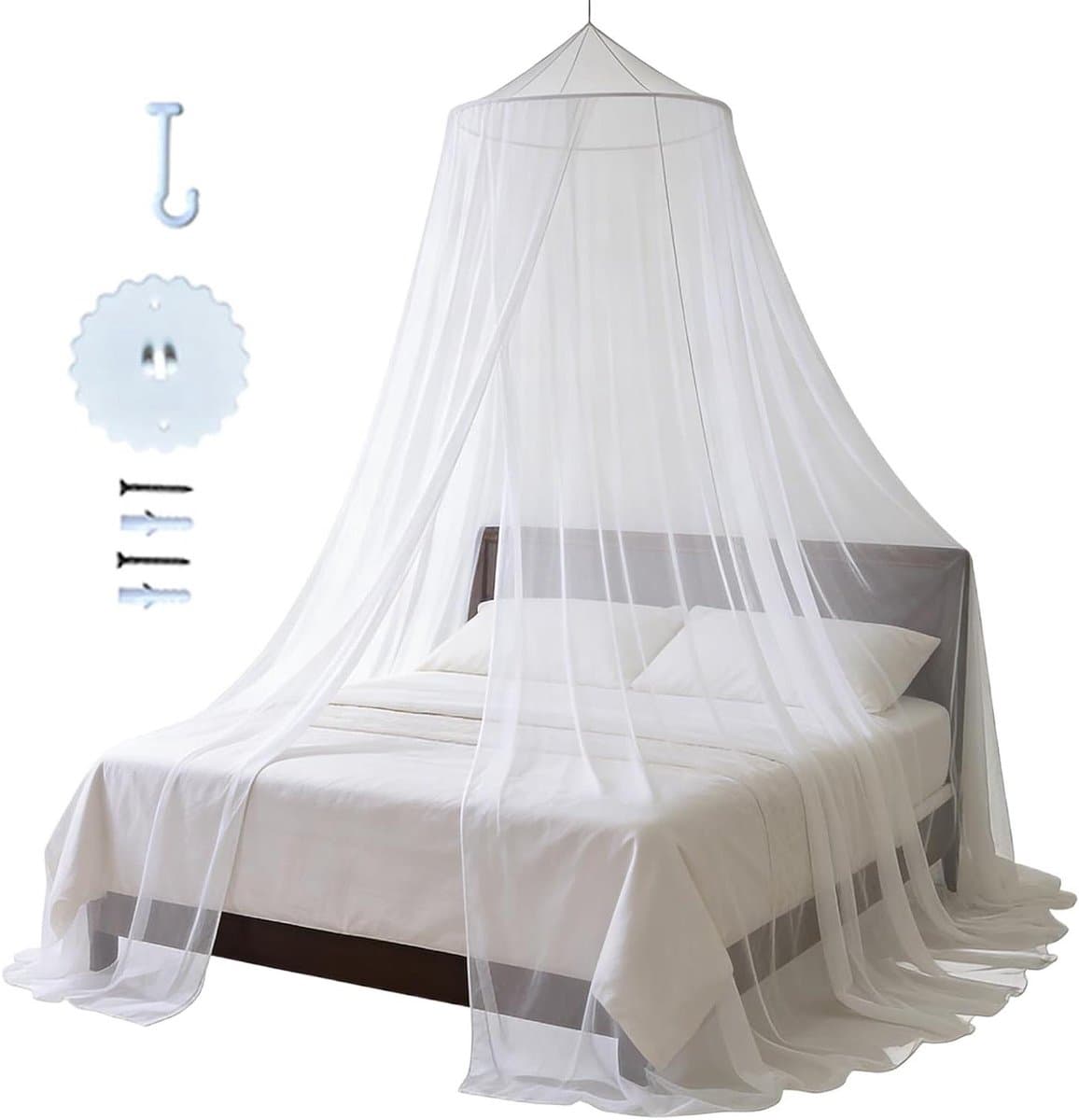 Bed Luifel - Hemelbed Gordijn - Slaapkamer Decoratie - Fijn Mesh Materiaal - 1.5-1.8 meter - Wit