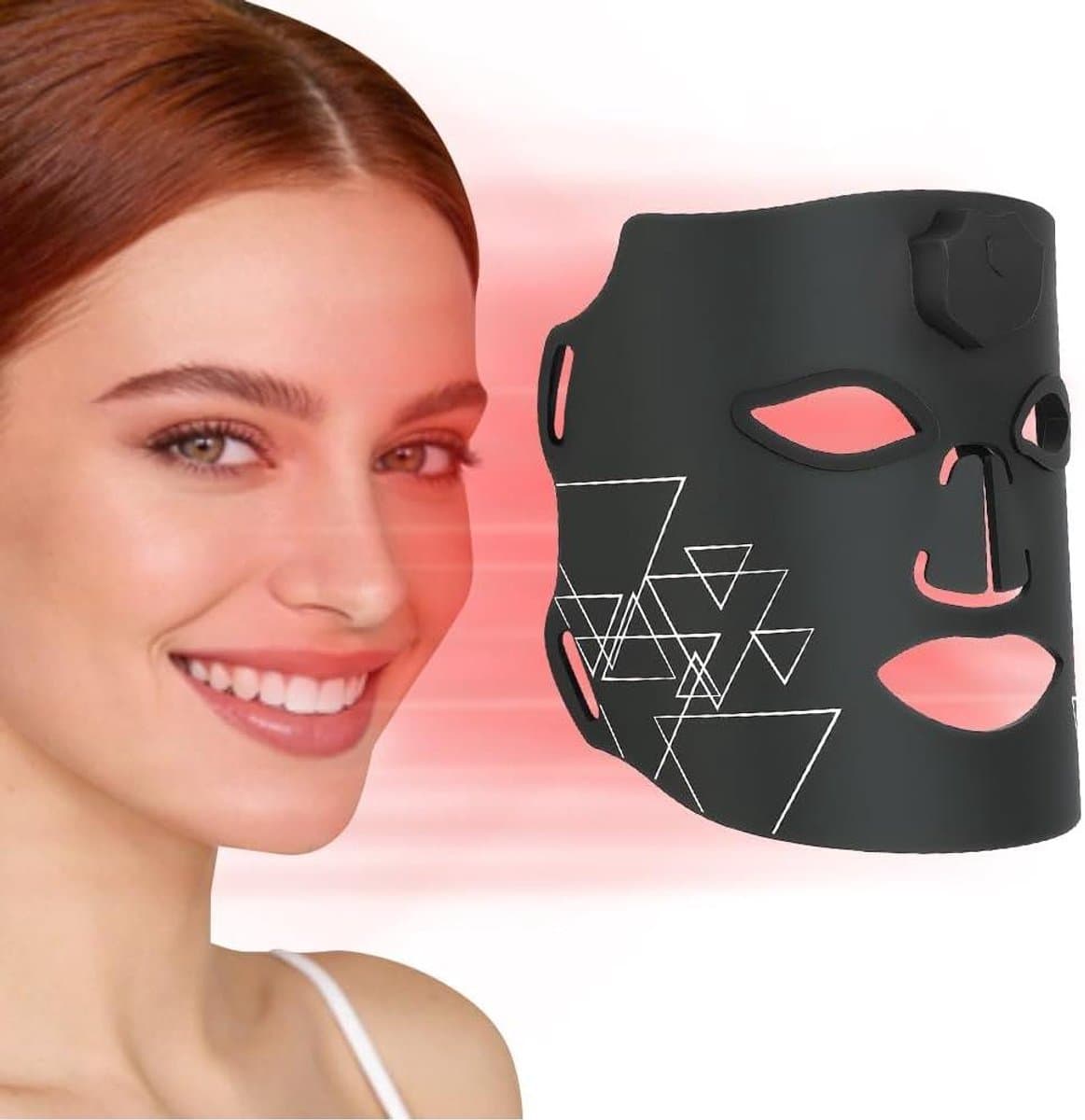 Gezichtsmasker - Lichttherapie Masker - Huidverbetering Thuis - 7 Kleur Modi - 60 LED's - Wit