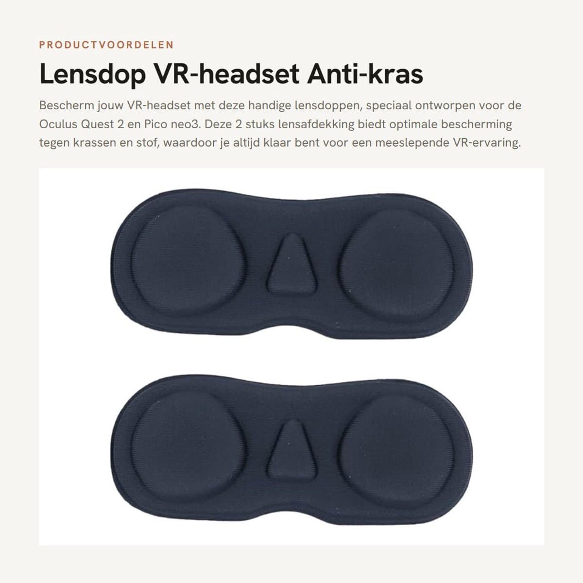 Solidchoice - Lensdop VR-headset - Anti-kras stofbescherming - Zacht EVA-materiaal - Geschikt voor Oculus Quest 2 en Pico neo3 - 2 stuks