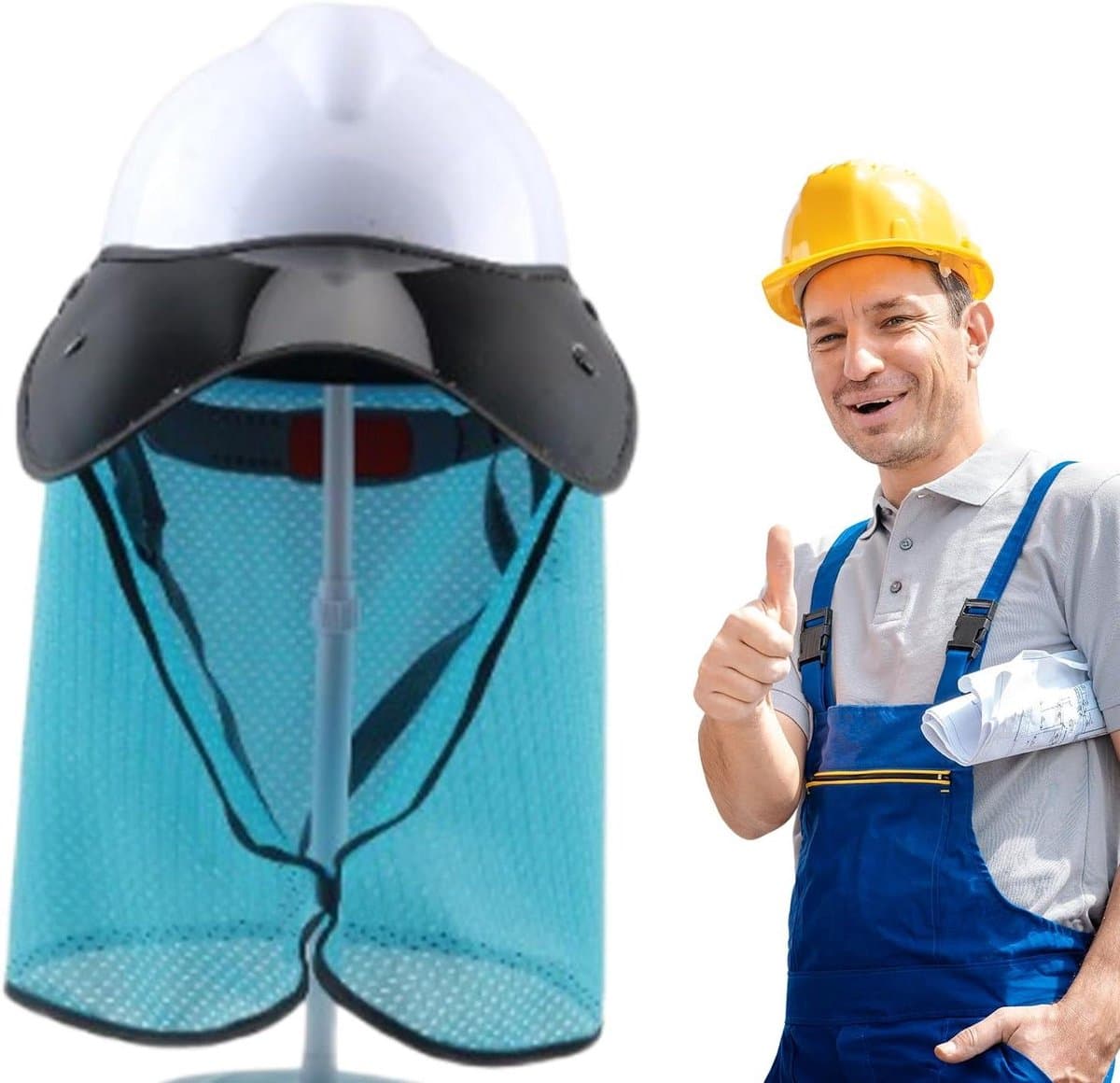 Zonnescherm Helm - Zonnekap Harde Hoed - Buitenwerk Bescherming - Ademend Mesh Ontwerp - 25 x 25 x 4 cm
