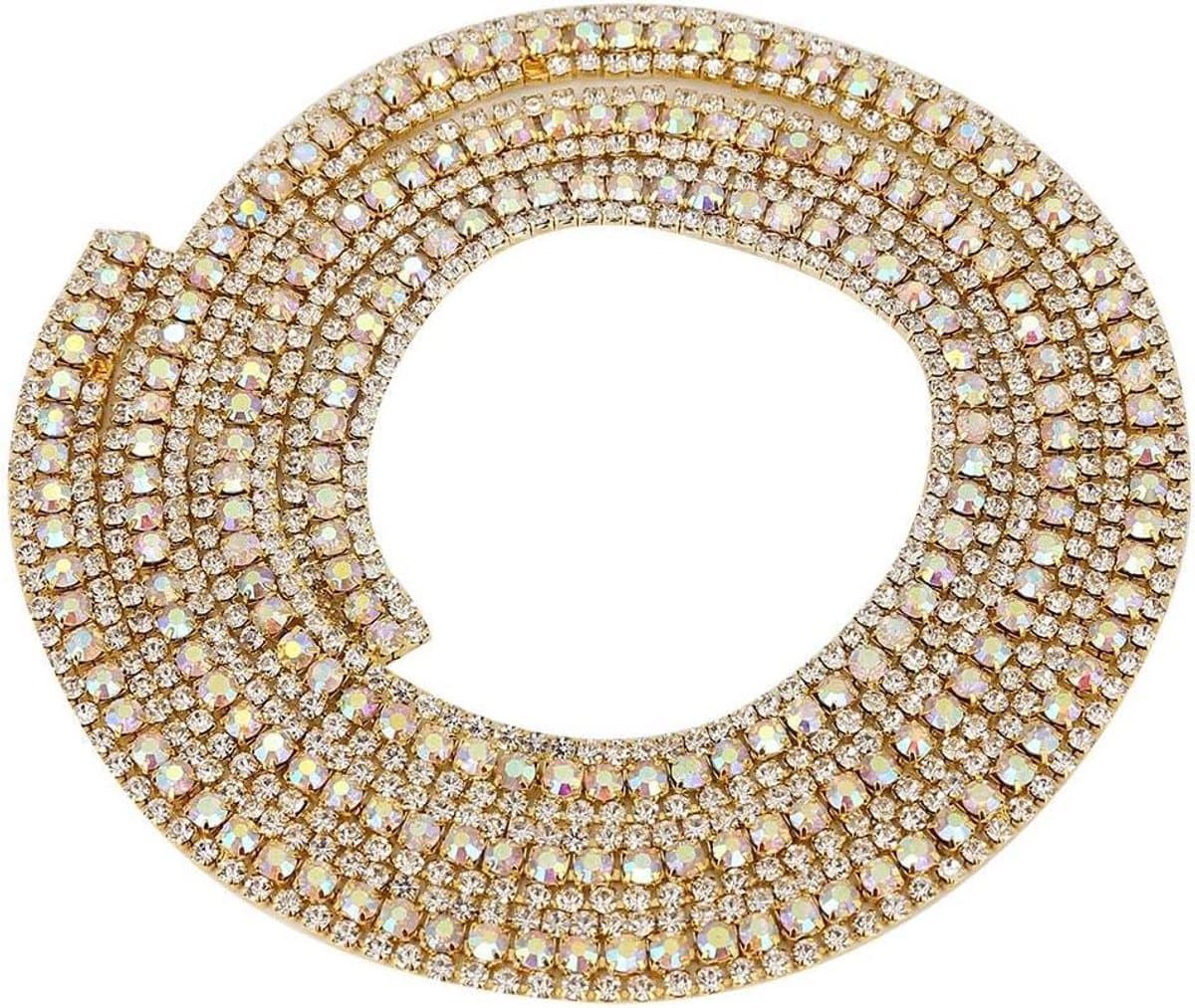 Strass Lint Rol - Diamant Mesh - Decoratieve Toepassingen - Zelfklevend Hete Smelt - 90 cm Lengte - Goud