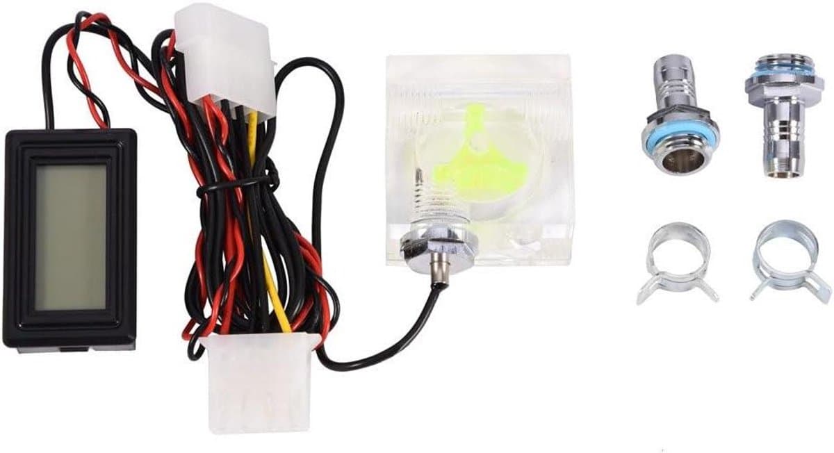 Water Flow Meter - Thermometer Kit - Koelsysteem Monitoren - Digitale Weergave - G1/4 Schroefdraad - Zwart