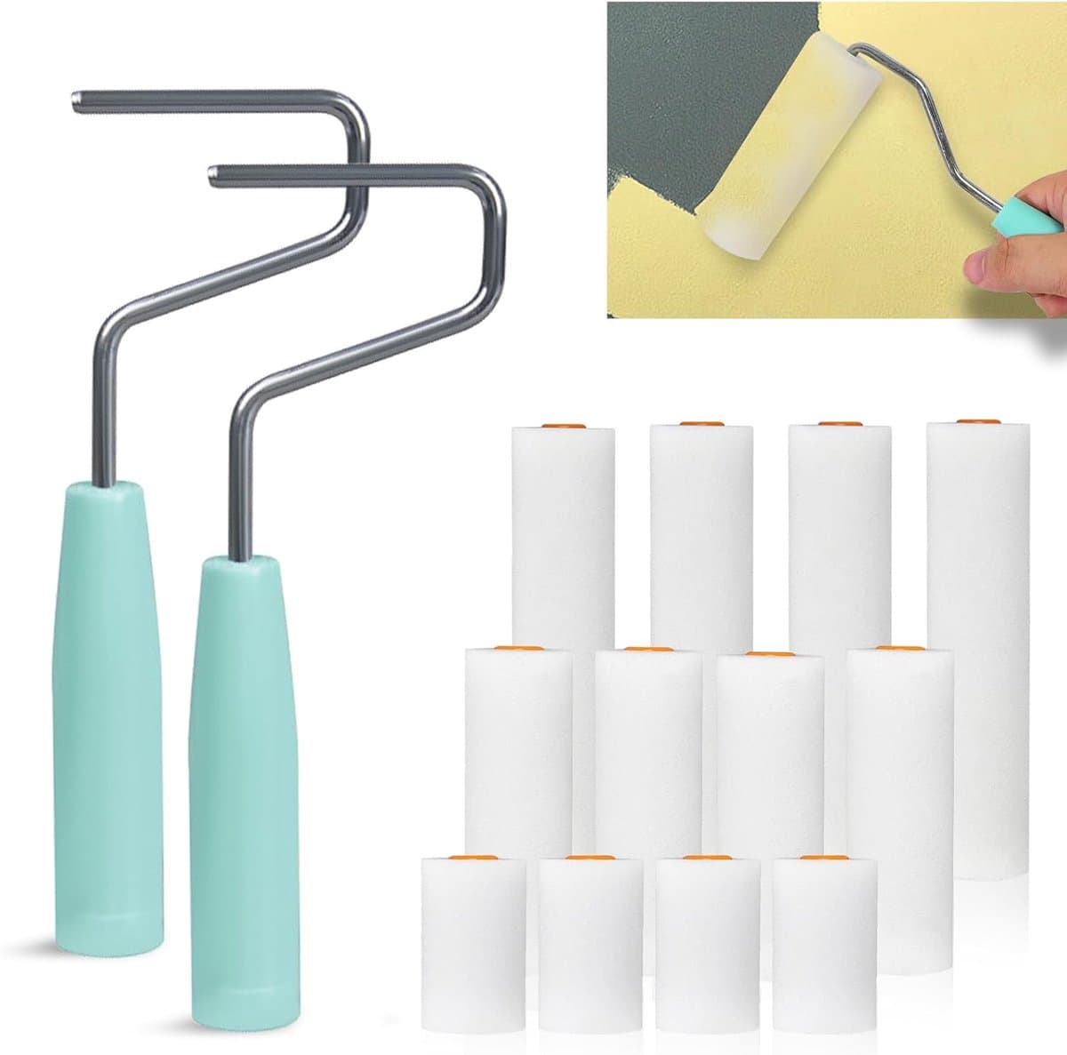 Verfroller Set - Schuimrollers - Muren Schilderen - Hoge Dichtheid Schuim - 14 Stuks - Wit