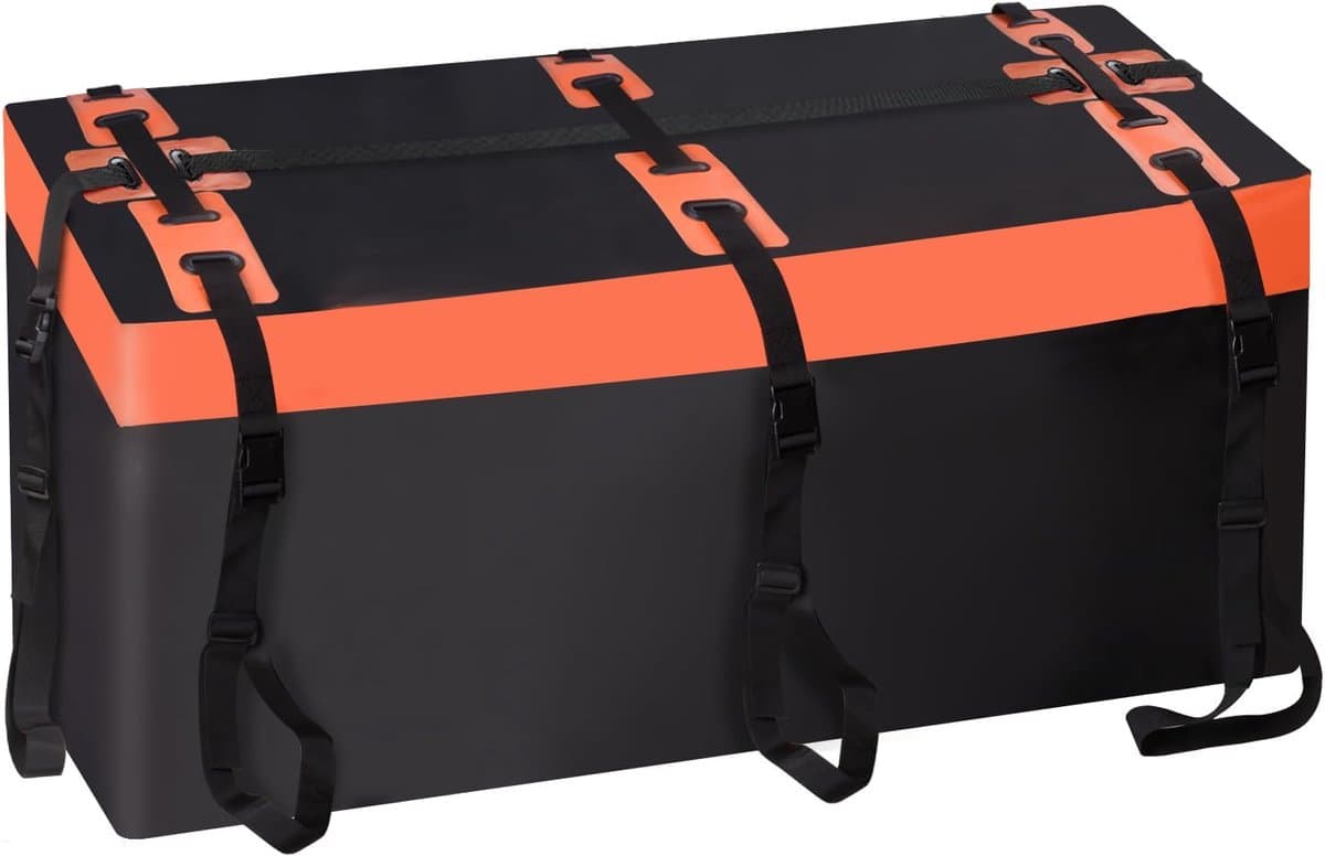 Bagagebox Achteraf - Dakkoffer - Extra Reisruimte - Waterdicht Scheurvast - 566 Liter - Zwart Oranje