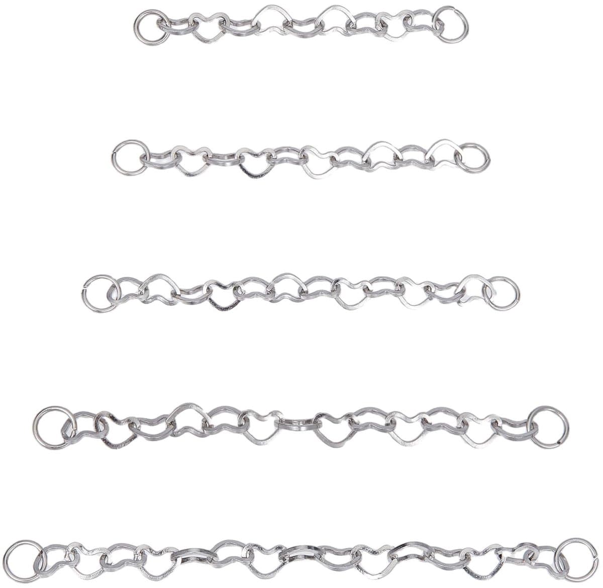 Dailygoods- Neusketting 5 stuks - Hartvormige Hangers - Roestvrij