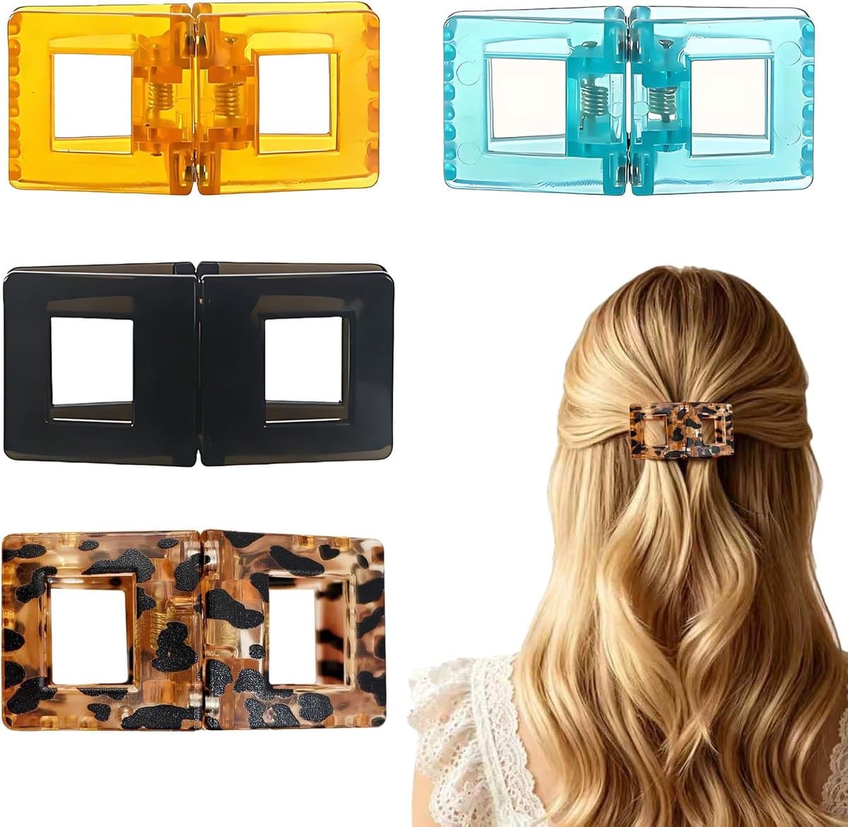 Set van 4 magnetische haarklemmen, antislip magnetische haarstyling-clips, stevige grip, haarclips voor dames, geen afdrukken, naadloos 2-in-1 design, ideaal voor dagelijks gebruik, kantoor, sport en