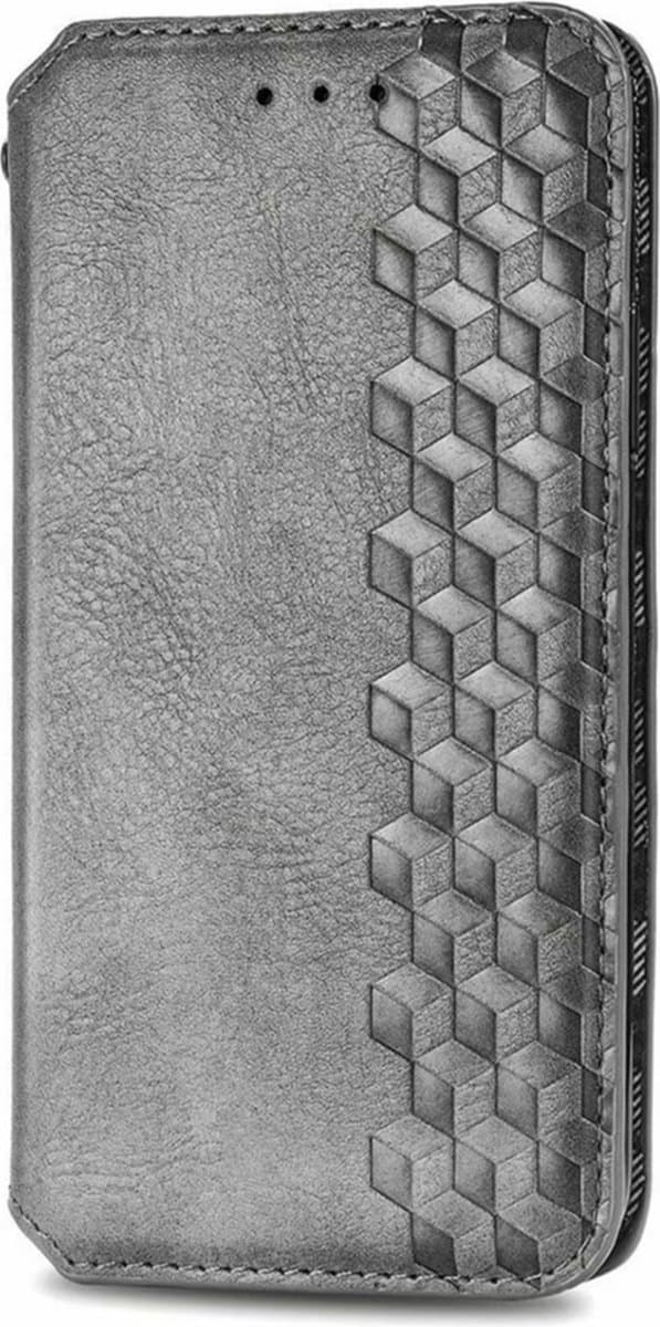Hoesje geschikt voor iPhone 16 Pro - Bookcase - Pasjeshouder - Portemonnee - Diamantpatroon - Kunstleer - Grijs