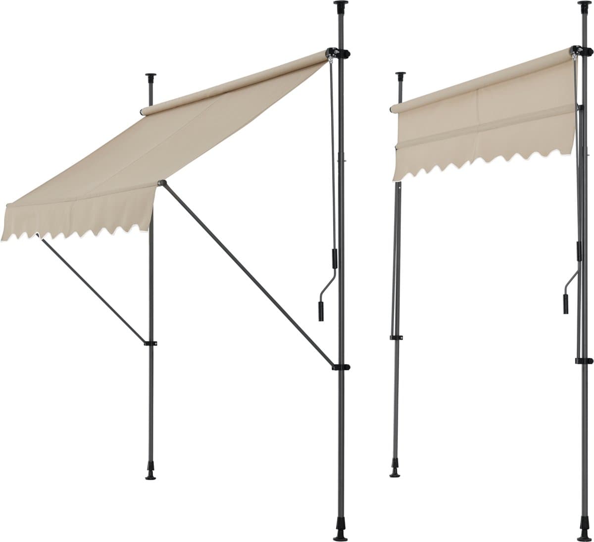 Klem zonwering luifel uitschuifbaar zandkleurig 150x120 cm