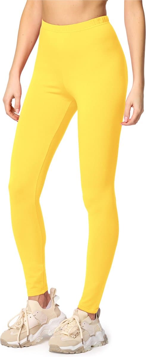 Merry Style MS-MS10-198-LE Dames Leggings - Sport - Vrijetijdsbroek - Lang - Katoen - Sporbroek - Yogabroek - Geel - S