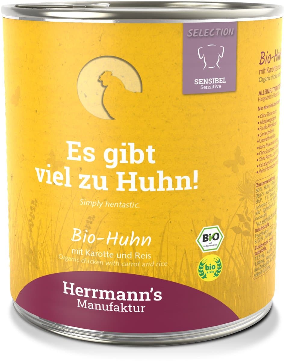 Herrmann's Bio Sensitive Honden Natvoer - Kip met Wortel - 800 g