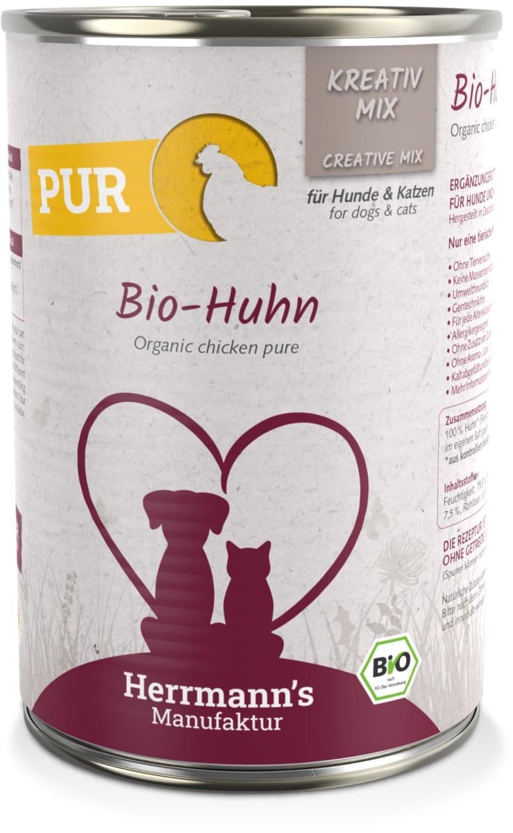 Herrmann's Bio Honden Blikvoeding - Pure Kip - 400 g