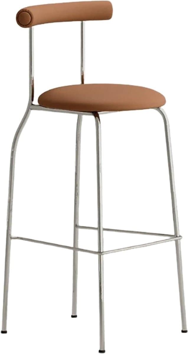 Barkrukken - Eetkamerstoel design - Woonkamer inrichten - Unieke gebogen rugleuning - 75 cm - Oranje