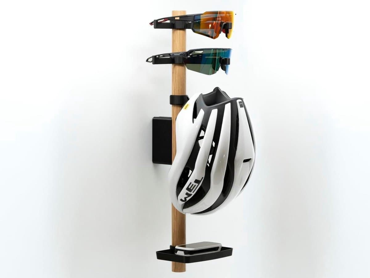Fietshelm Wandhouder - Helm Hanger - Helm Opbergen - Modern Eiken Design - 60 cm Breed - Zwart Eiken